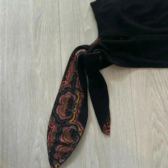 Free People Side Tie Paisley Bow tie Crop Tank Top in Black Women Small - Picture 4 of 7